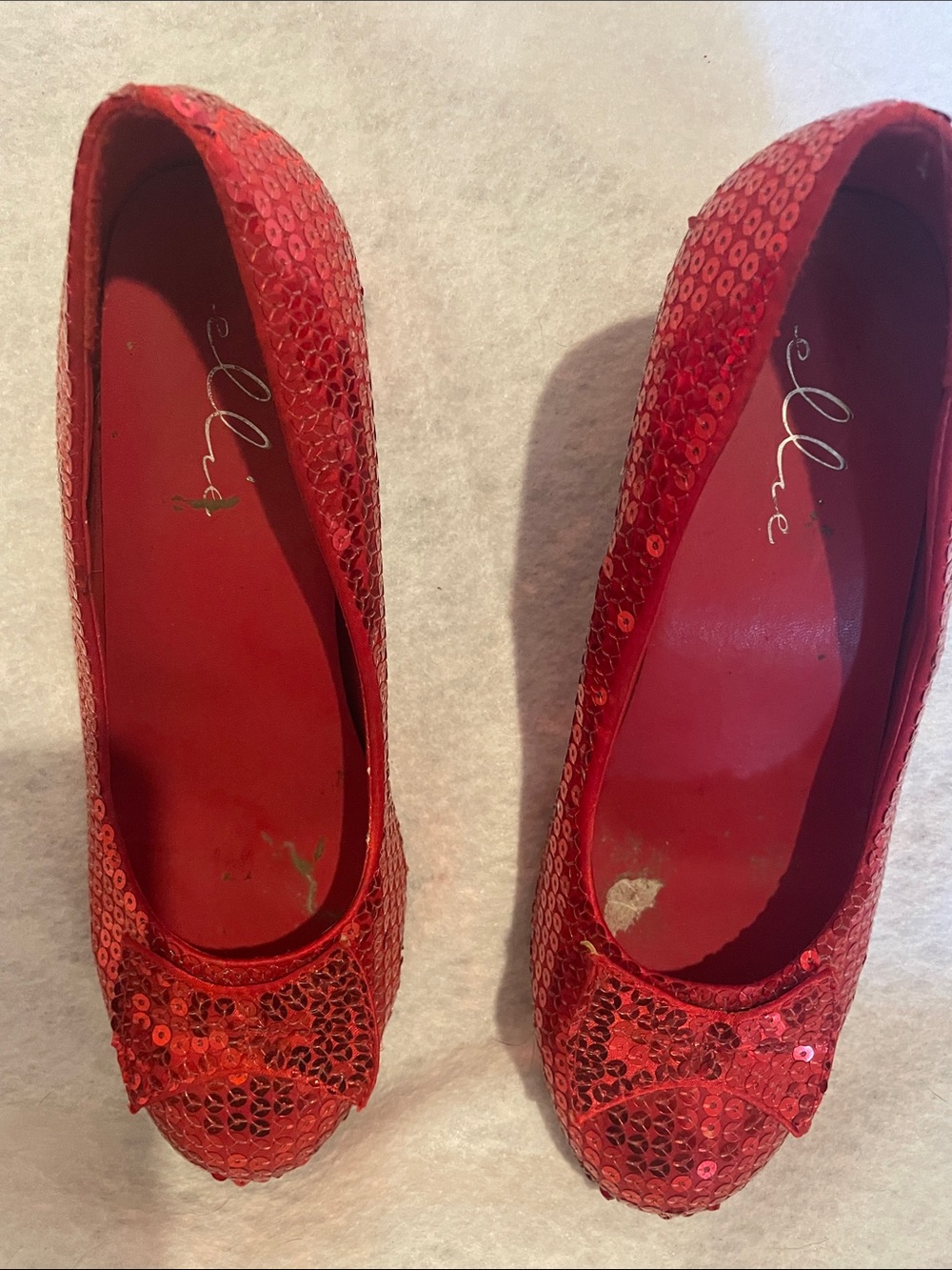Elle Red Sequin Ballet Flats with Bow Accent